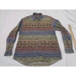 Cabelas Shirt Mens Large Aztec Navajo Tribal Southwestern Indian Button Up